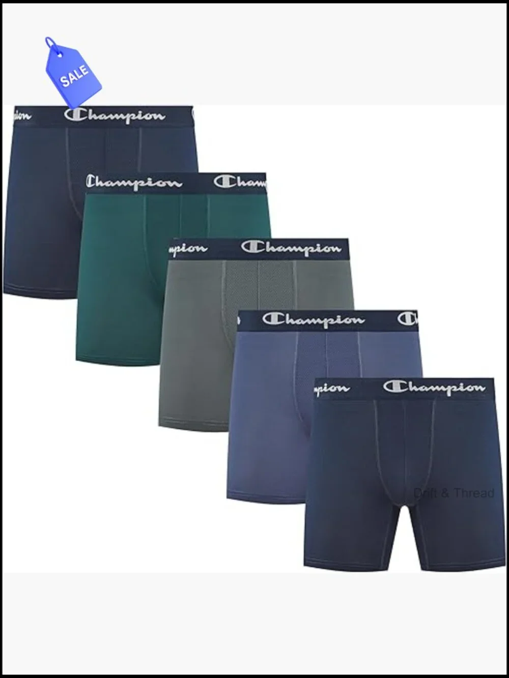 Men's Performance Boxer Briefs 5-Pack Moisture Wicking Mid Rise